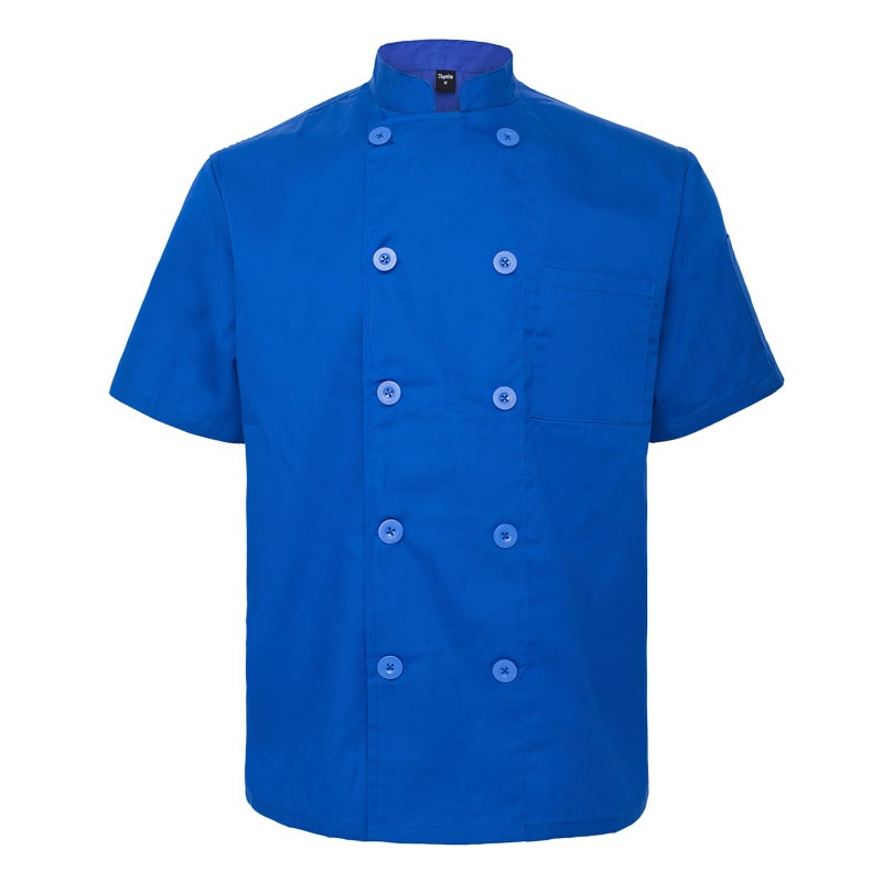 TopTie Unisex Short Sleeve Chef Coat Jacket, Royal Blue - Image 1